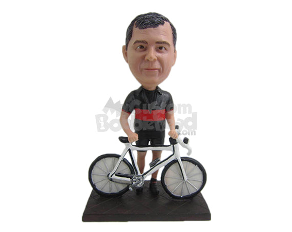 Custom Bobblehead Male Cyclist Posing Behind His Fast Bicycle - Sports & Hobbies Cycling Personalized Bobblehead & Cake Topper Custom Bobblehead Male Cyclist Posing Behind His Fast Bicycle - Sports & Hobbies Cycling Personalized Bobblehead & Cake Topper